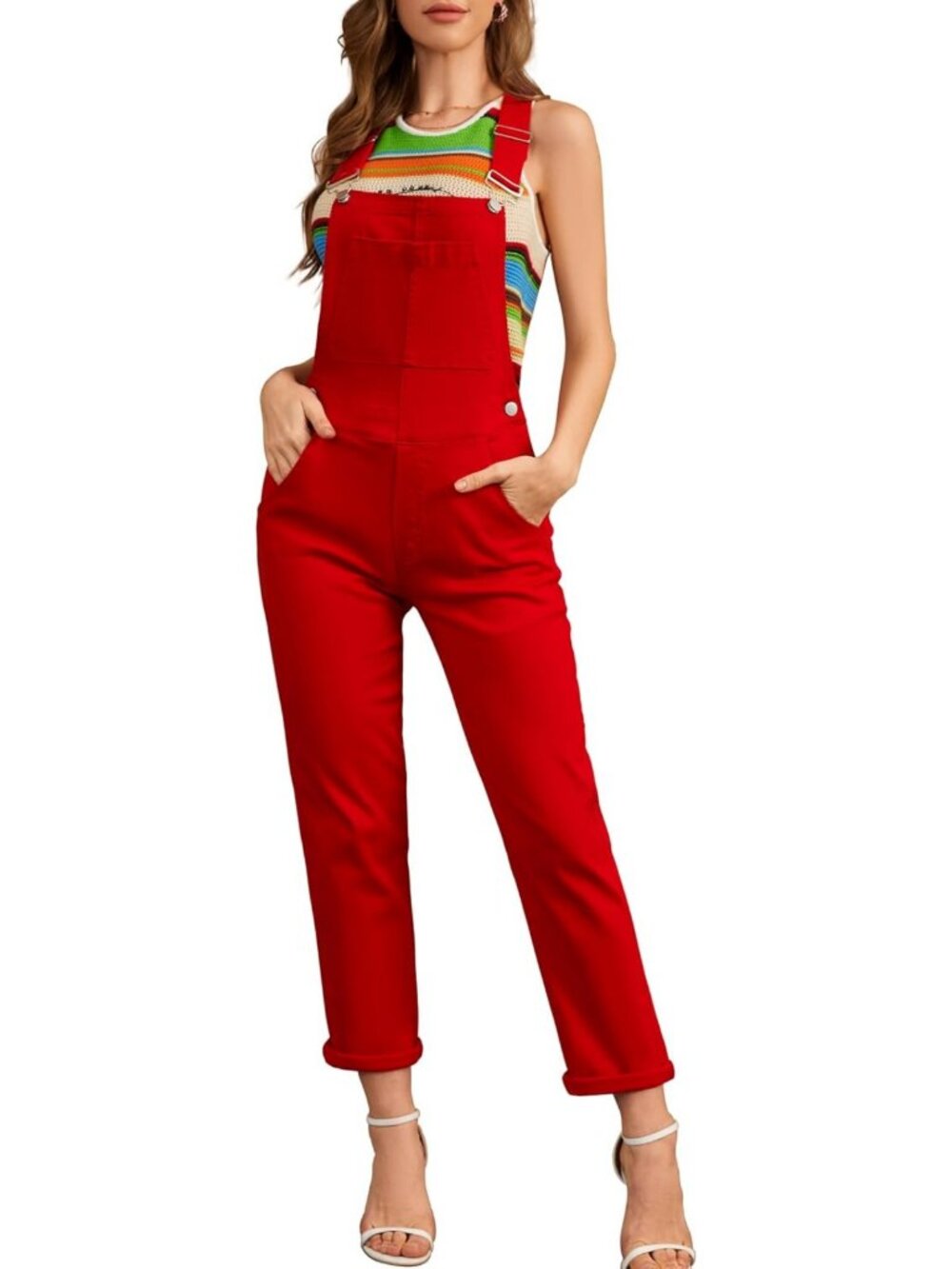 Trendy Women's Bib Overalls | Fashionable Jean Jumpsuit with Adjustable Straps